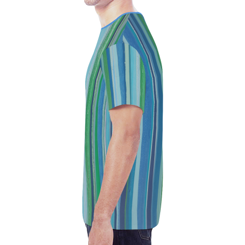 painted stripe New All Over Print T-shirt for Men/Large Size (Model T45)