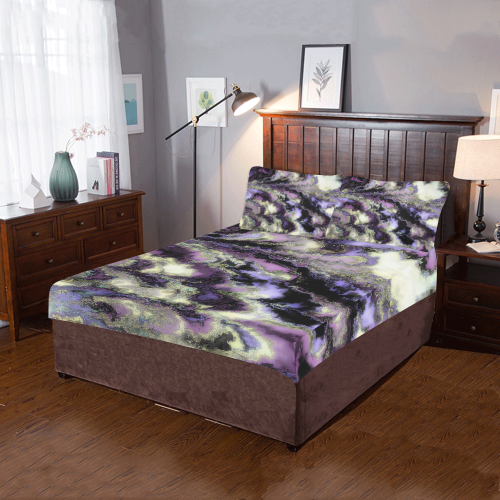 Purple marble 3-Piece Bedding Set