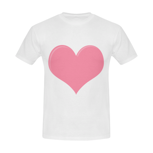 Pink Heart Men's T-Shirt in USA Size/Large (Front Printing Only)