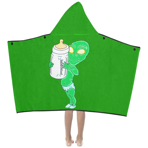 Alien Baby Boy Green Kids' Hooded Bath Towels