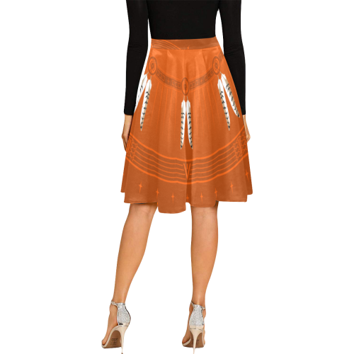 Crazy Horse Orange Melete Pleated Midi Skirt (Model D15)