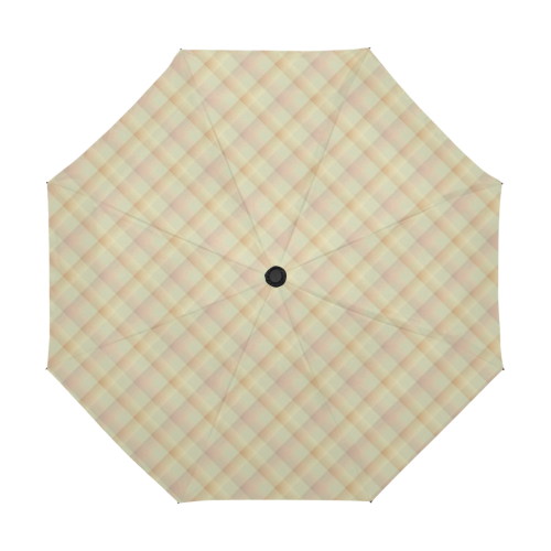 Pastel Yellow Orange Crisscross Stripes Anti-UV Auto-Foldable Umbrella (U09)