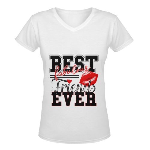 best fabulous friends ever red kiss friendship Women's Deep V-neck T-shirt (Model T19)