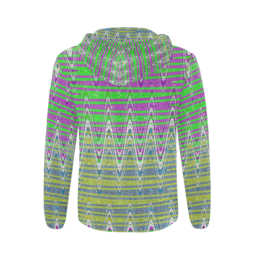 Colorful Pastel Zigzag Waves Pattern All Over Print Full Zip Hoodie for Men/Large Size (Model H14)