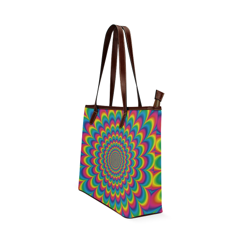 Crazy Psychedelic Flower Power Hippie Mandala Shoulder Tote Bag (Model 1646)