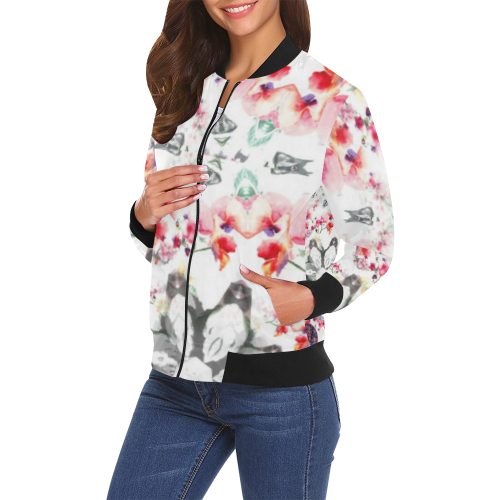 maiestic All Over Print Bomber Jacket for Women (Model H19)