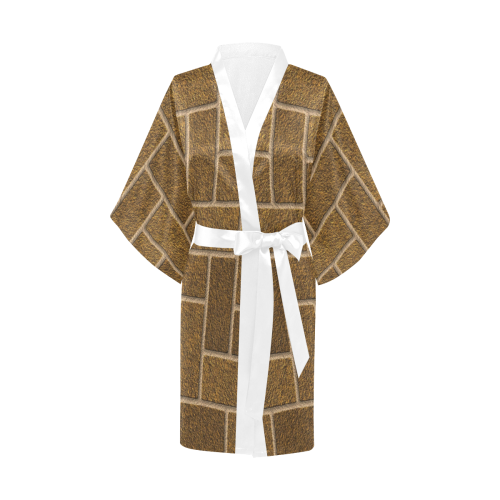 Gold Flaked Bricks Kimono Robe