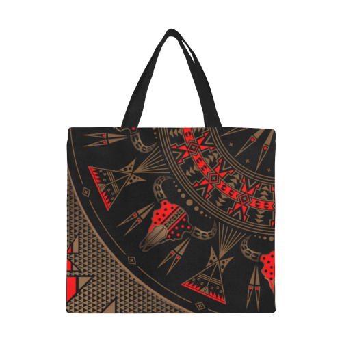 Sacred Buffalo Red Brown All Over Print Canvas Tote Bag/Large (Model 1699)