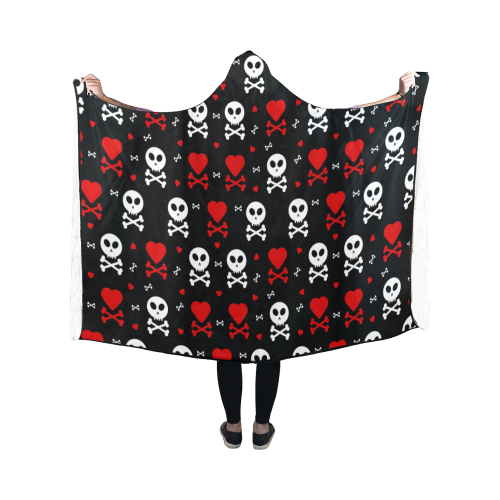 Skull and Crossbones Hooded Blanket 50''x40''