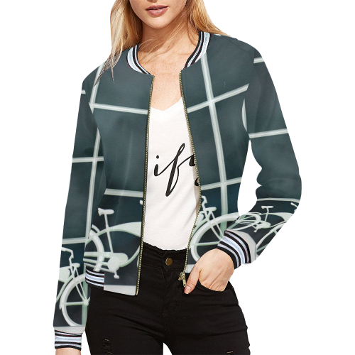 BLUSKYCYCLIN All Over Print Bomber Jacket for Women (Model H21)