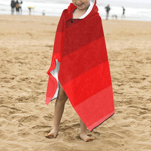 Red multicolored stripes Kids' Hooded Bath Towels