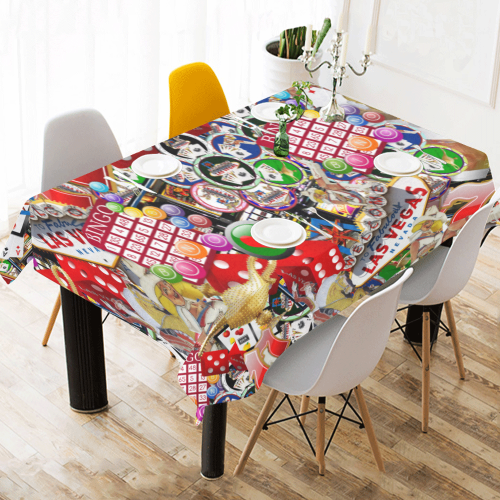 Gamblers Delight - Las Vegas Icons Cotton Linen Tablecloth 60" x 90"