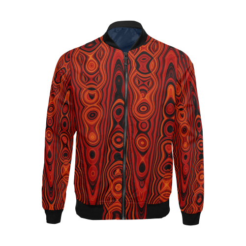 Brown Abstract Pattern All Over Print Bomber Jacket for Men/Large Size (Model H19)