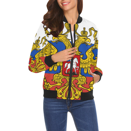 RUSSIA All Over Print Bomber Jacket for Women (Model H19)