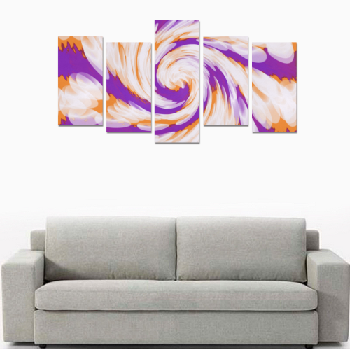 Purple Orange Tie Dye Swirl Abstract Canvas Print Sets E (No Frame)