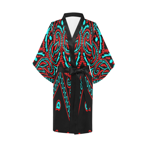 blue and red bandana version 4 Kimono Robe