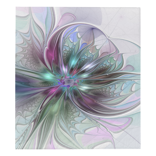 Colorful Fantasy Abstract Modern Fractal Art Flower Quilt 70"x80"