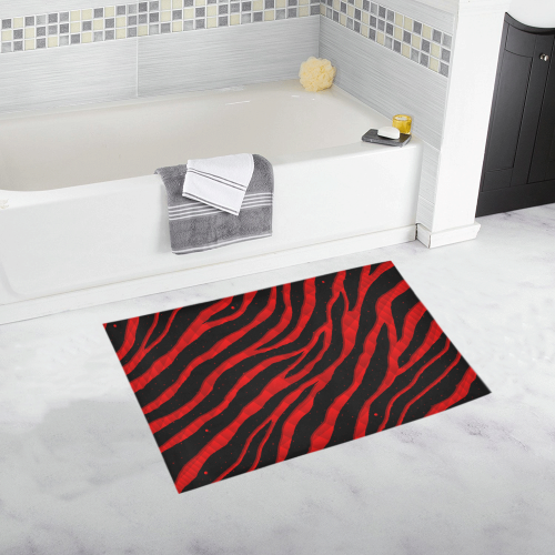 Ripped SpaceTime Stripes - Red Bath Rug 20''x 32''