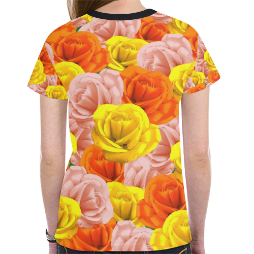 Roses Pastel Colors Floral Collage New All Over Print T-shirt for Women (Model T45)