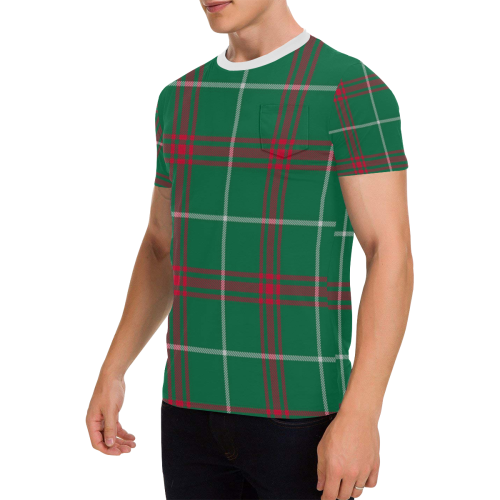 Welsh National Tartan Men's All Over Print T-Shirt with Chest Pocket (Model T56)