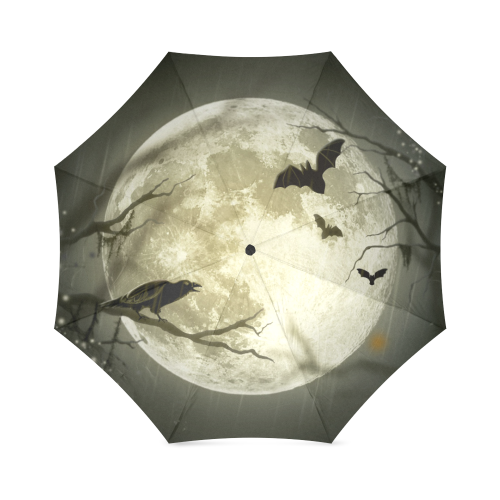 A Full Moon Night With Bats And Crow Foldable Umbrella (Model U01)