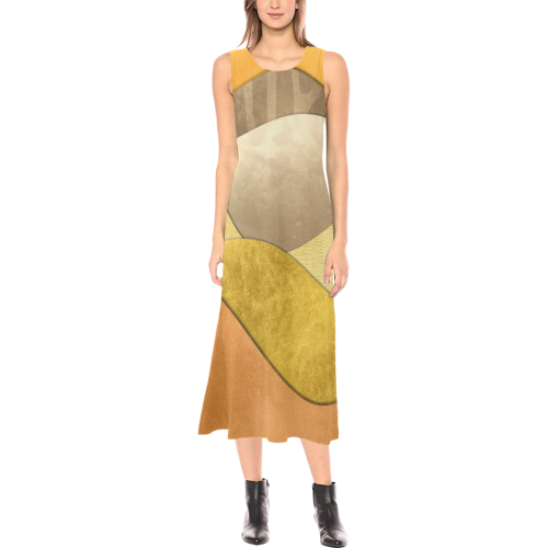 sun space #modern #art Phaedra Sleeveless Open Fork Long Dress (Model D08)