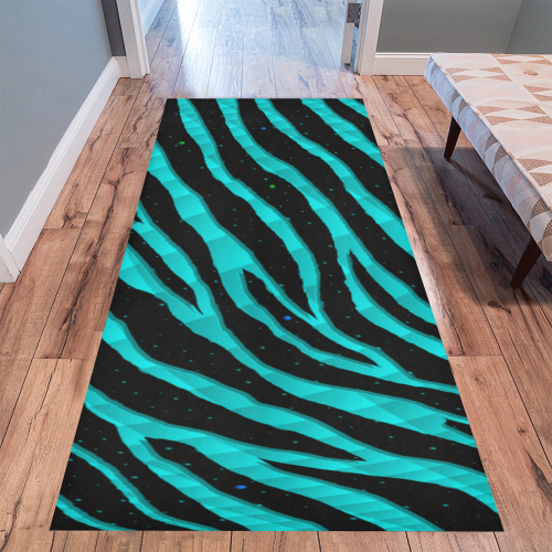 Ripped SpaceTime Stripes - Cyan Area Rug 9'6''x3'3''