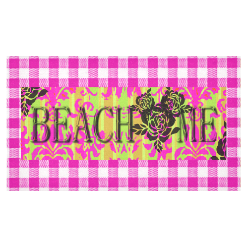 Pink Plaid Retro BeachMe* Runner Cotton Linen Tablecloth 60"x 104"
