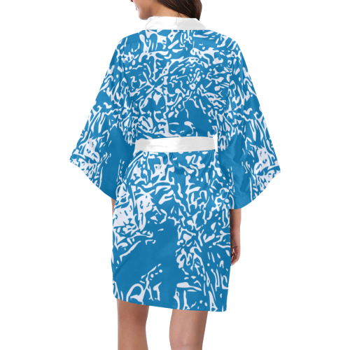 Brilliant White & Blue Kimono Robe