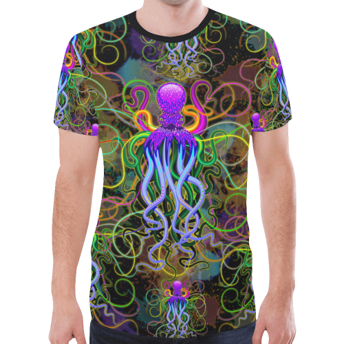 Octopus Psychedelic Luminescence New All Over Print T-shirt for Men (Model T45)