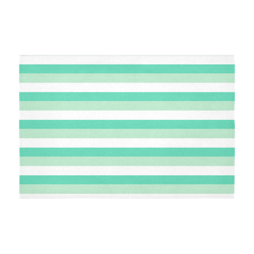 Mint Stripes Cotton Linen Tablecloth 60" x 90"