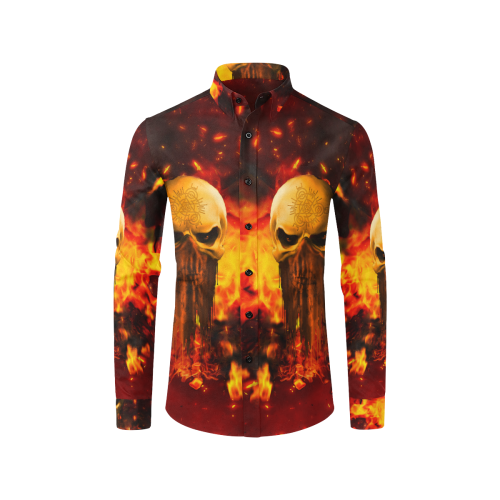 Amazing skull with fire Men's All Over Print Casual Dress Shirt (Model T61)