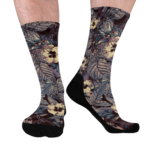 flowers 9 Mid-Calf Socks (Black Sole)