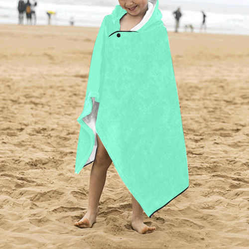 color aquamarine Kids' Hooded Bath Towels