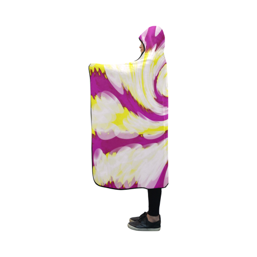 Pink Yellow Tie Dye Swirl Abstract Hooded Blanket 50''x40''