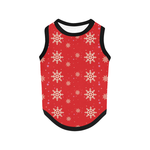 white snowflakes on red background pattern All Over Print Pet Tank Top