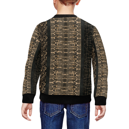 Exclusive Gold Black Python All Over Print Crewneck Sweatshirt for Kids (Model H29)