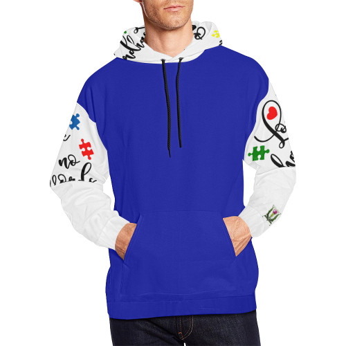 Fairlings Delight's Autism- Love has no words Men's Hoodie 53086L All Over Print Hoodie for Men/Large Size (USA Size) (Model H13)