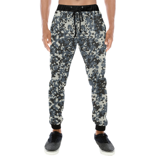 Urban City Black/Gray Digital Camouflage Men's All Over Print Sweatpants (Model L11)