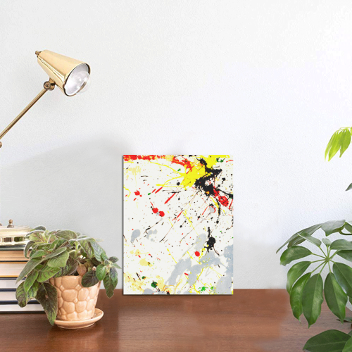 Yellow & Black Paint Splatter Photo Panel for Tabletop Display 6"x8"