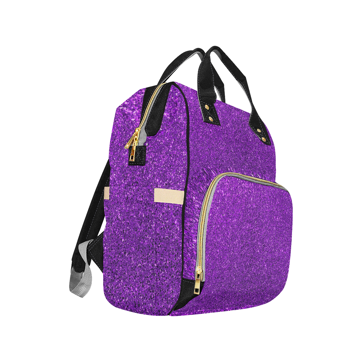 Purple Glitter MultiFunction Diaper Backpack/Diaper Bag (Model 1688