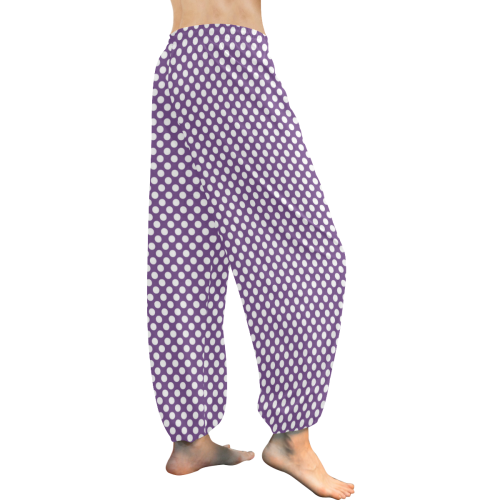 Royal Lilac and White Polka Dots Women's All Over Print Harem Pants (Model L18)