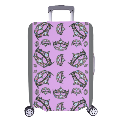 Queen of Hearts Silver Crown Tiara scattered pattern lilac pink background luggage Luggage Cover/Large 26"-28"
