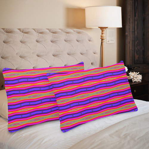 Bright Pink Purple Stripe Abstract Custom Pillow Case 20"x 30" (One Side) (Set of 2)