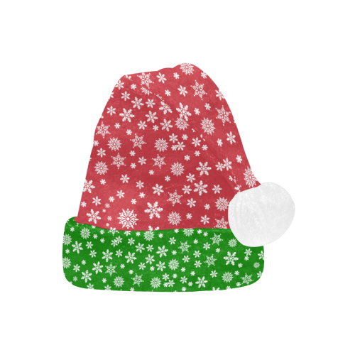 Christmas Snowflakes Beanie Red and Green Santa Hat