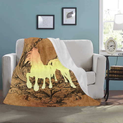 Beautiful horse silhouette in yellow colors Ultra-Soft Micro Fleece Blanket 50"x60"