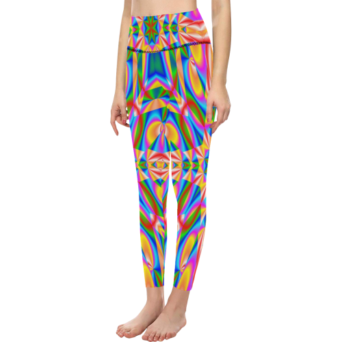 Rainbow Love Kaleidoscope Women's All Over Print High-Waisted Leggings (Model L36)