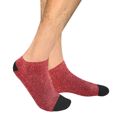 Red Glitter Men's Ankle Socks