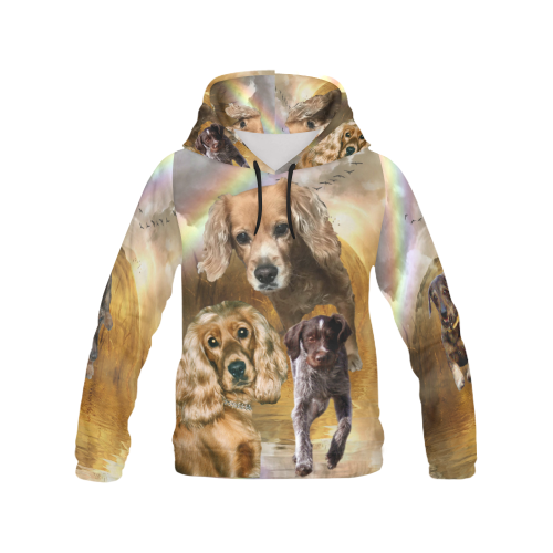 Lovely Dogs All Over Print Hoodie for Women (USA Size) (Model H13)