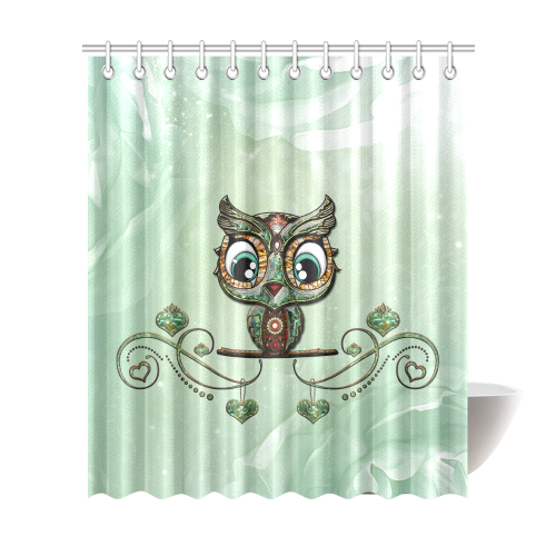 Cute little owl, diamonds Shower Curtain 72"x84"